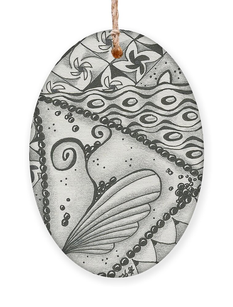 Zentangle Ornament featuring the drawing Time Marches On by Jan Steinle