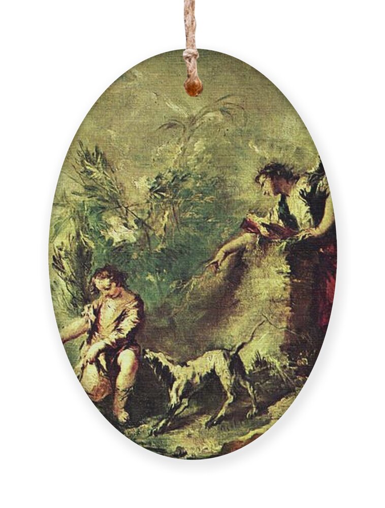 Tobias Ornament featuring the painting Tobias Fishing by Francesco Guardi