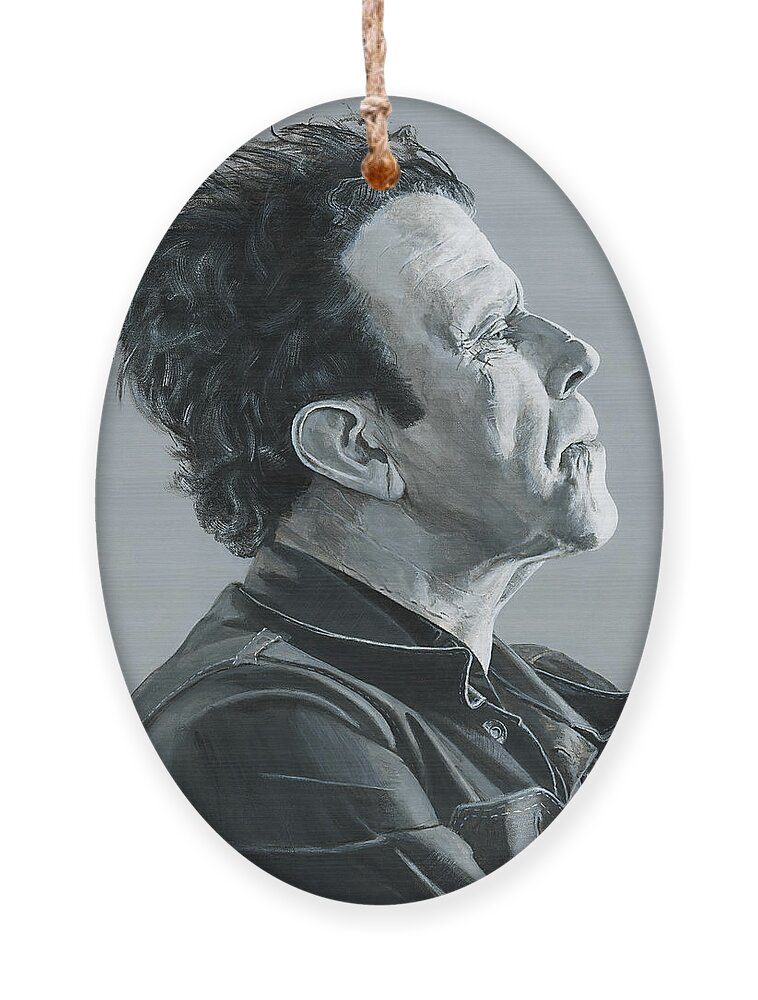 Tom Waits Ornament featuring the painting Tom Waits by Matthew Mezo