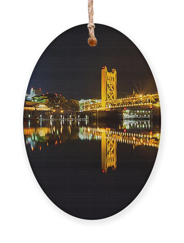 Tower Bridge Ornament featuring the photograph Tower Bridge Sacramento by Anthony Michael Bonafede