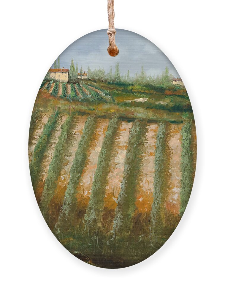 Vineyard Ornament featuring the painting Tra I Filari Nella Vigna by Guido Borelli