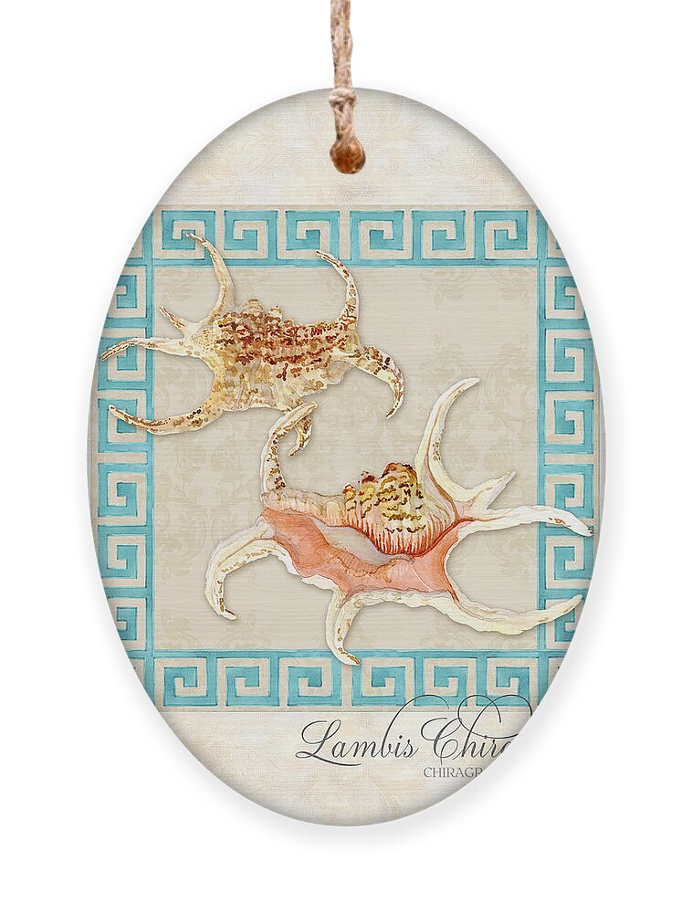 Interior Shell Ornament featuring the painting Treasures from the Sea - Spider Conch by Audrey Jeanne Roberts