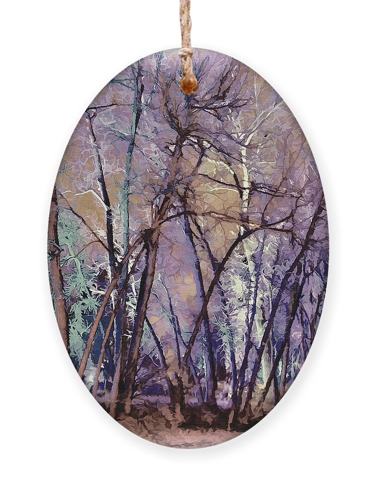 Abstract Trees Ornament featuring the digital art Trees are Poems That the Earth Writes Upon the Sky by O Lena