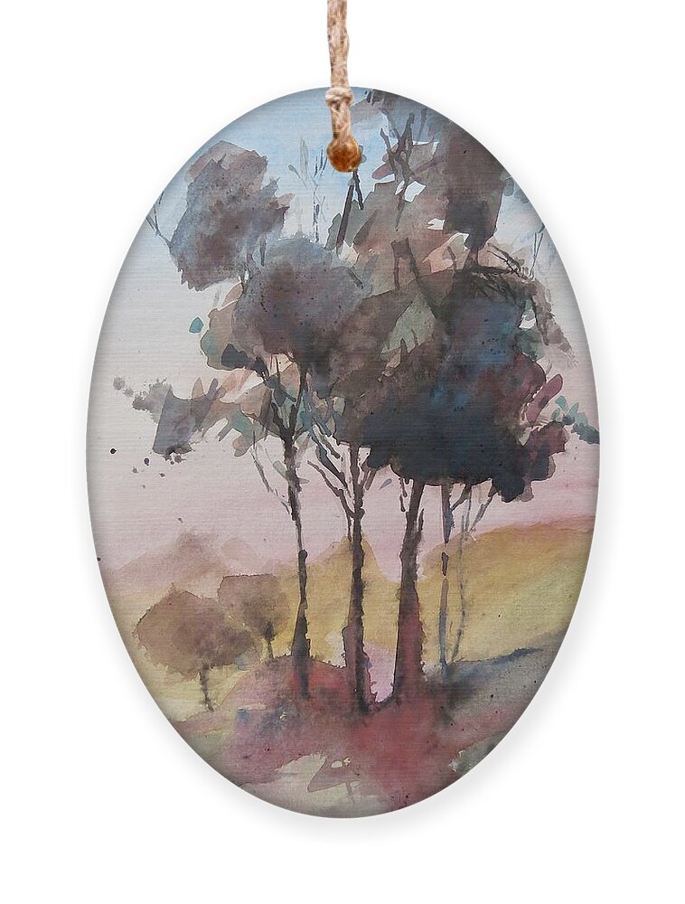 Painting Ornament featuring the painting Trees by Geni Gorani