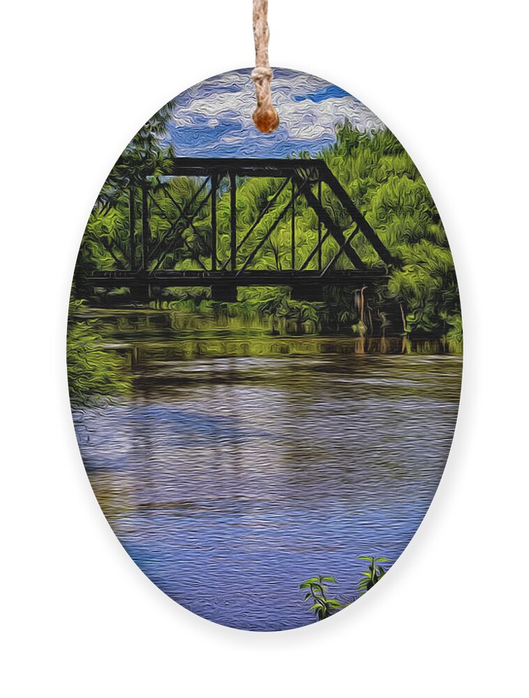 Interior Decor Ornament featuring the photograph Trestle Over River op14 by Mark Myhaver