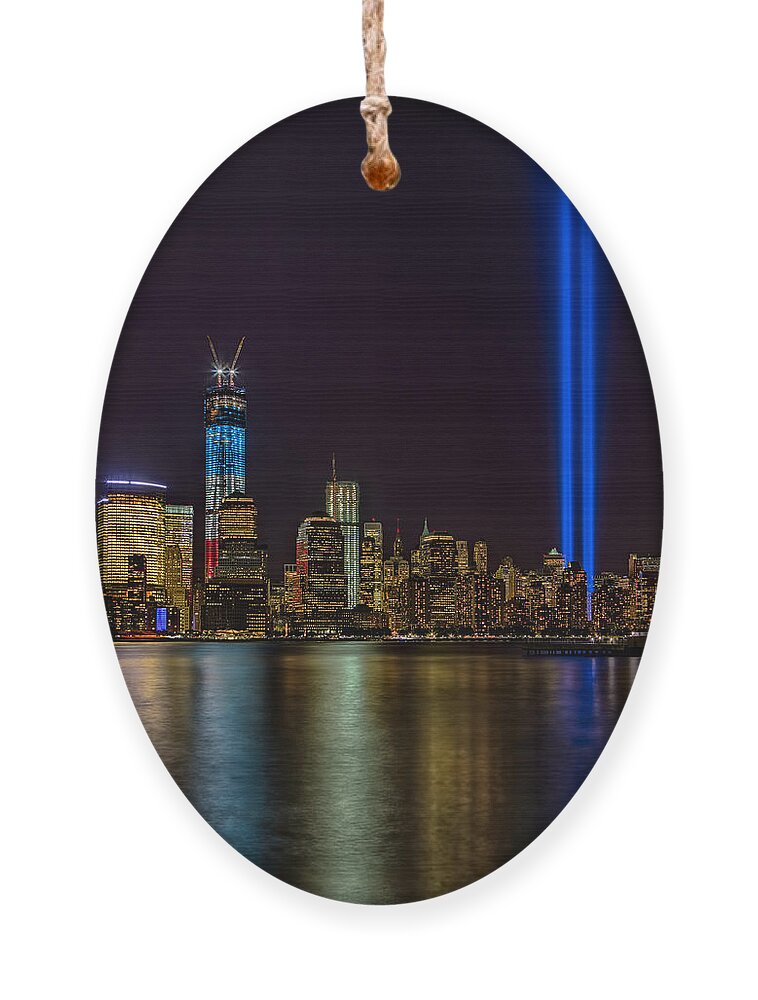 Tribute In Lights Ornament featuring the photograph Tribute In Lights Memorial by Susan Candelario