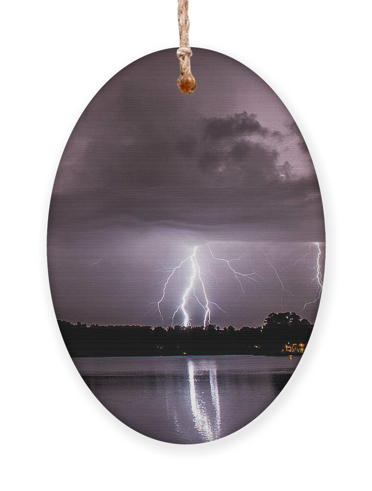 Lightning Ornament featuring the photograph Triple Threat by Marcus Hustedde