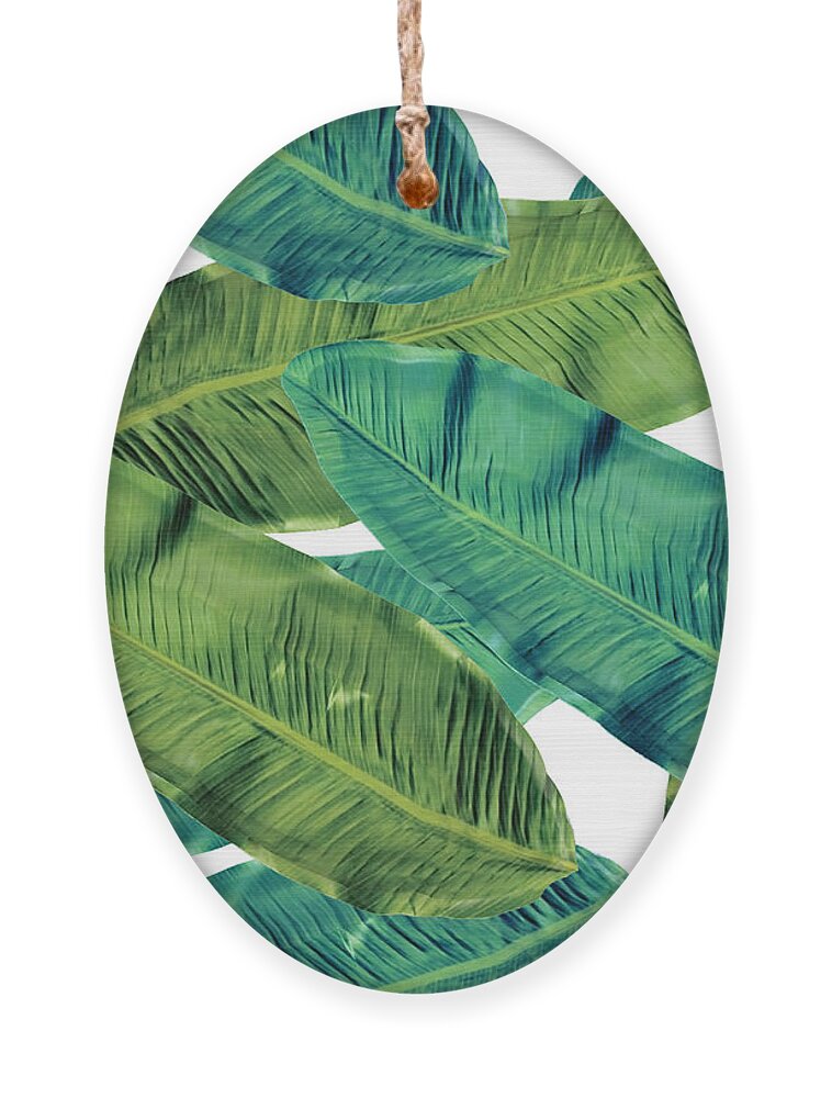Tropical Leaves.nature Design Ornament featuring the painting Tropical Leaves 7 by Mark Ashkenazi
