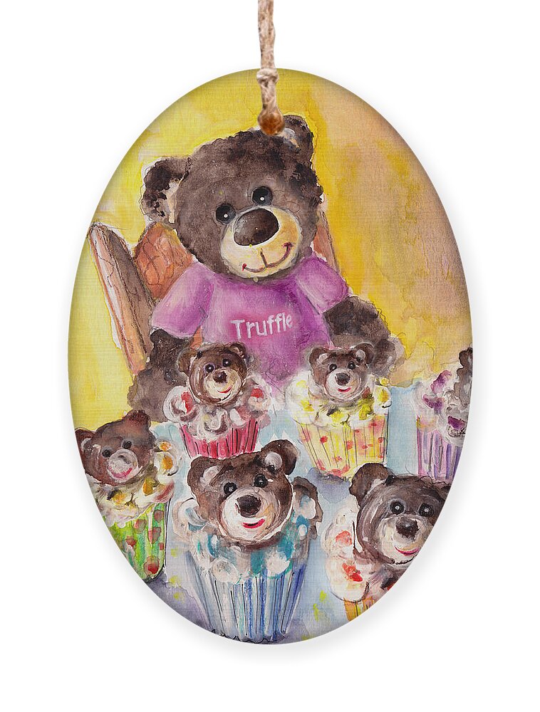 Animals Ornament featuring the painting Truffle McFurry And The Bear Cupcakes by Miki De Goodaboom