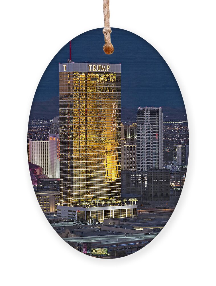 Trump Hotel Ornament featuring the photograph Trump International Hotel Las Vegas by Susan Candelario