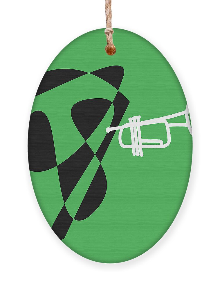Jazzdabri Ornament featuring the digital art Trumpet in Green by David Bridburg