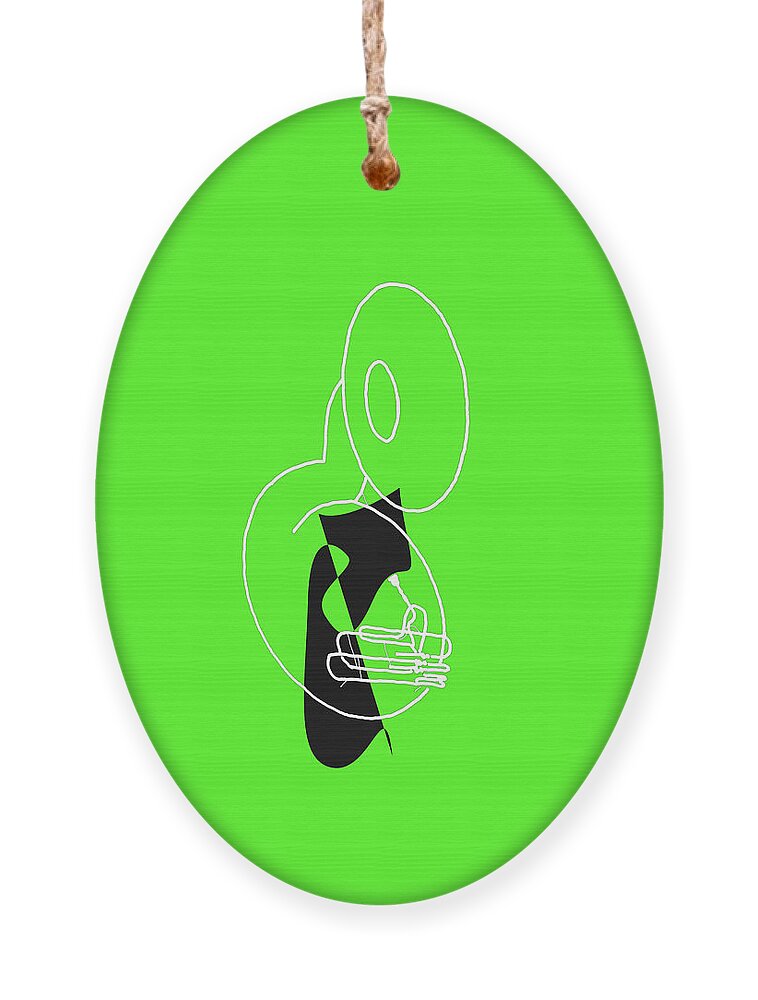 Jazzdabri Ornament featuring the digital art Tuba in Green by David Bridburg