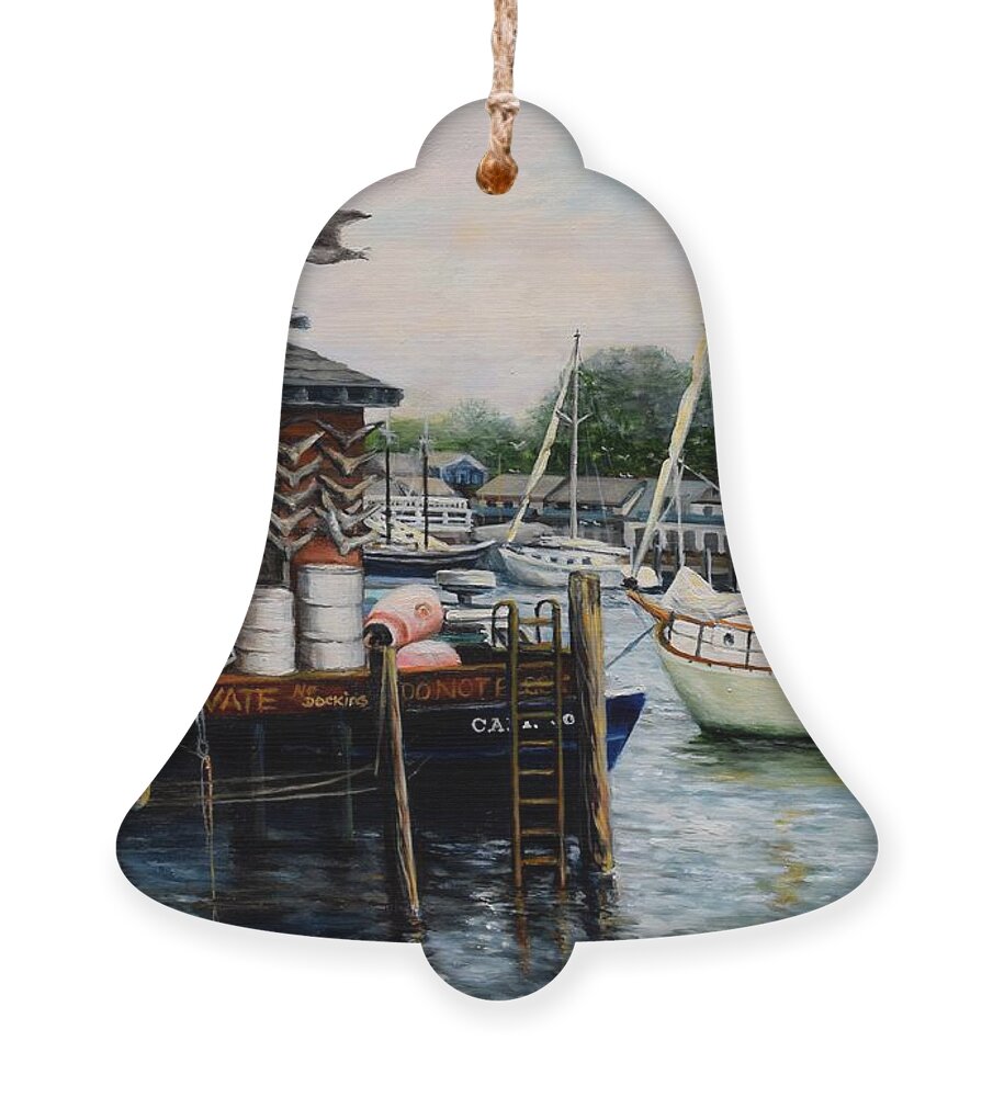 Gloucester Ornament featuring the painting Tuna Tales by Eileen Patten Oliver