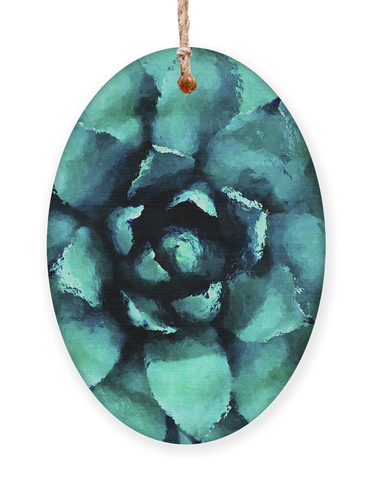 Succulent Ornament featuring the digital art Turquoise Succulent Plant by Phil Perkins