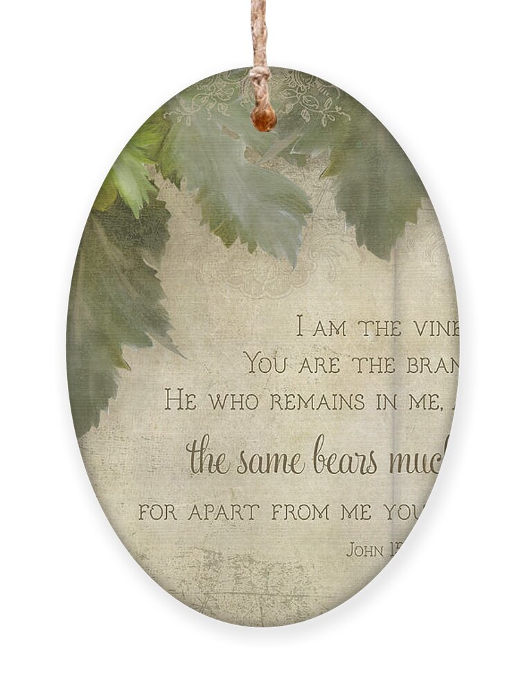 Tuscan Ornament featuring the painting Tuscan Vineyard - Rustic Wood Fence Scripture by Audrey Jeanne Roberts