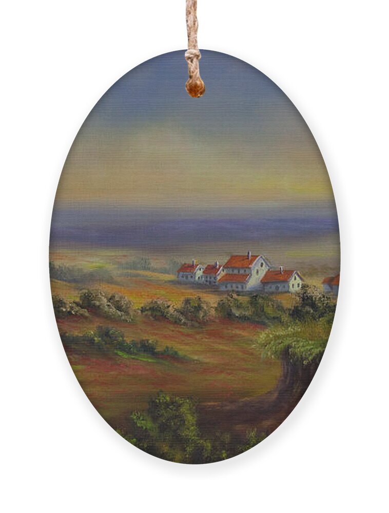 Tuscany Painting Ornament featuring the painting Tuscany at Dusk by Charlotte Blanchard