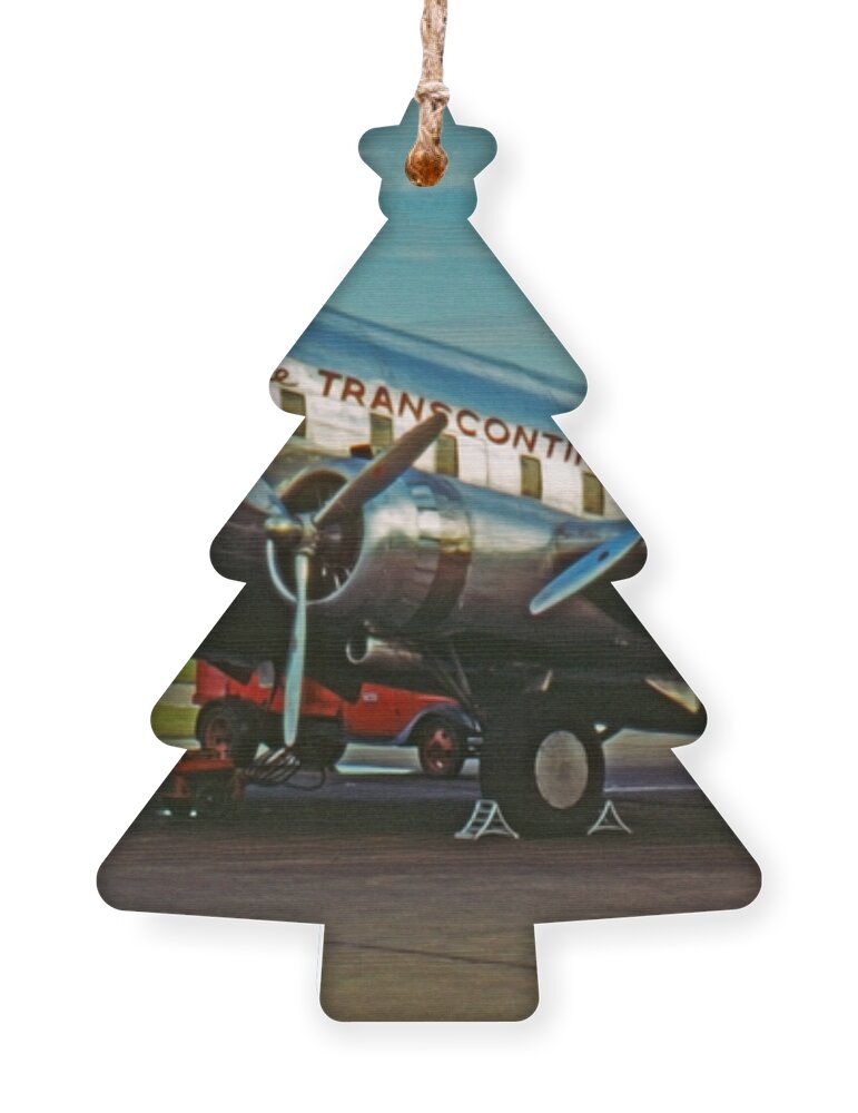 Historic Airplane Ornament featuring the photograph TWA Stratoliner The Transcontinental Line by Henry Boris by Rolf Bertram