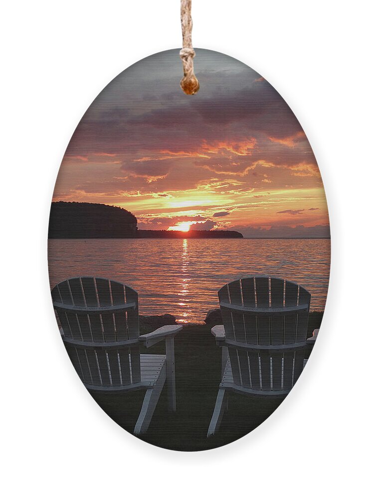 Two Ornament featuring the photograph Two Chair Sunset by David T Wilkinson