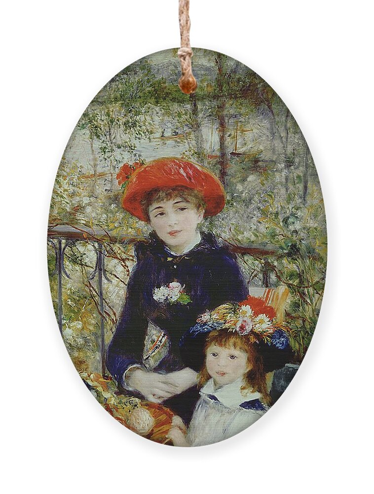 Two Ornament featuring the painting Two Sisters by Pierre Auguste Renoir