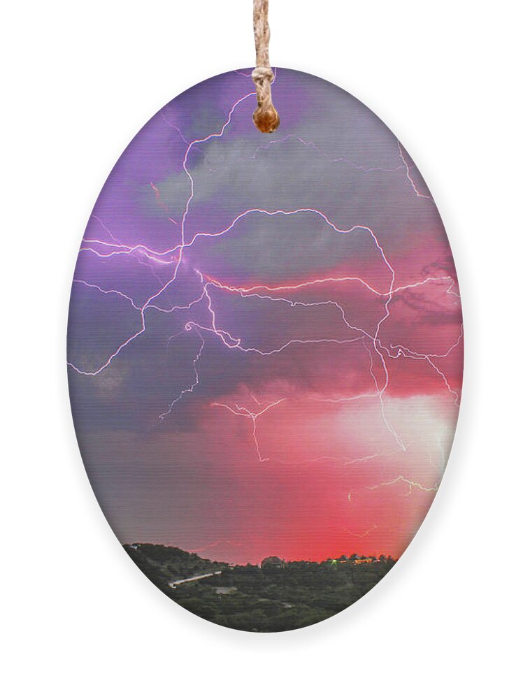 Lightning Ornament featuring the photograph Ultimate Sunset Lightning by Michael Tidwell