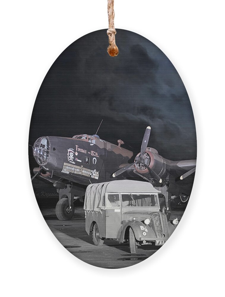 Handley Page Ornament featuring the digital art Under a Bombers Moon by Airpower Art