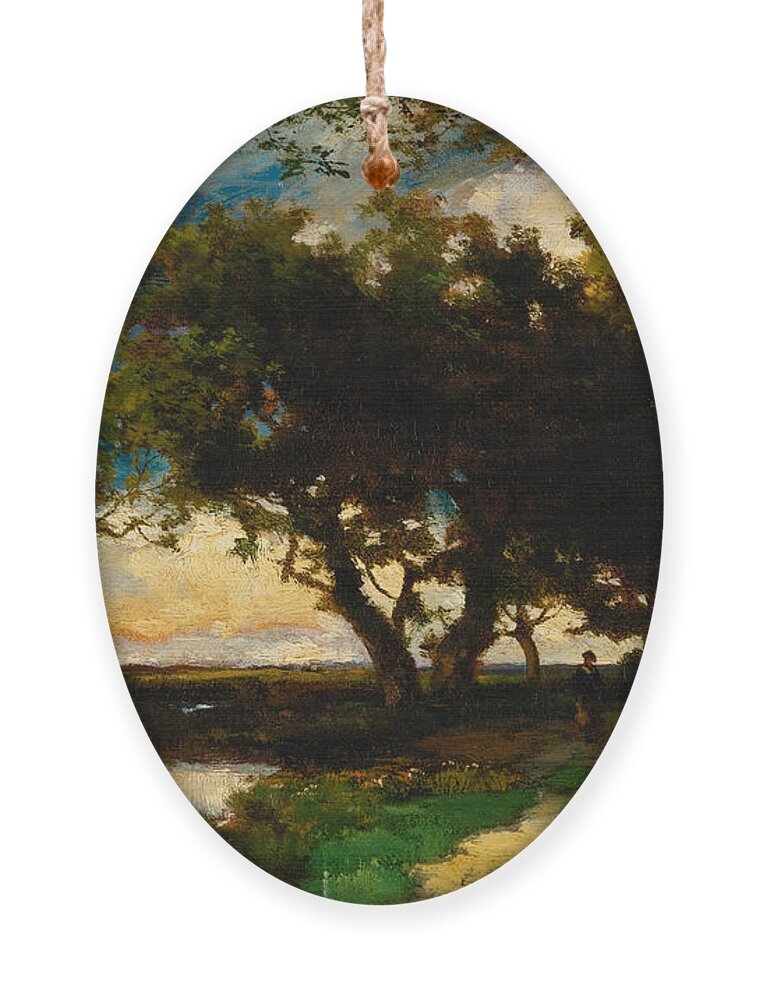 Thomas Moran Ornament featuring the painting Under the Trees by Thomas Moran