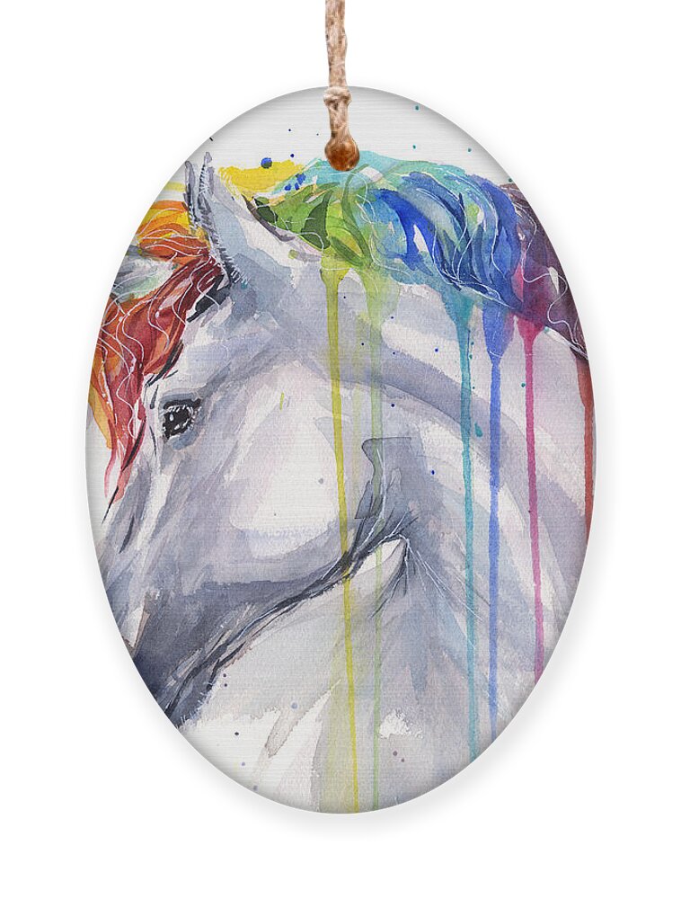 Magical Ornament featuring the painting Unicorn Rainbow Watercolor by Olga Shvartsur
