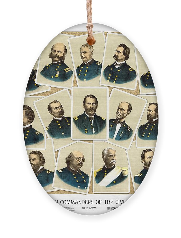 Civil War Ornament featuring the painting Union Commanders of The Civil War by War Is Hell Store