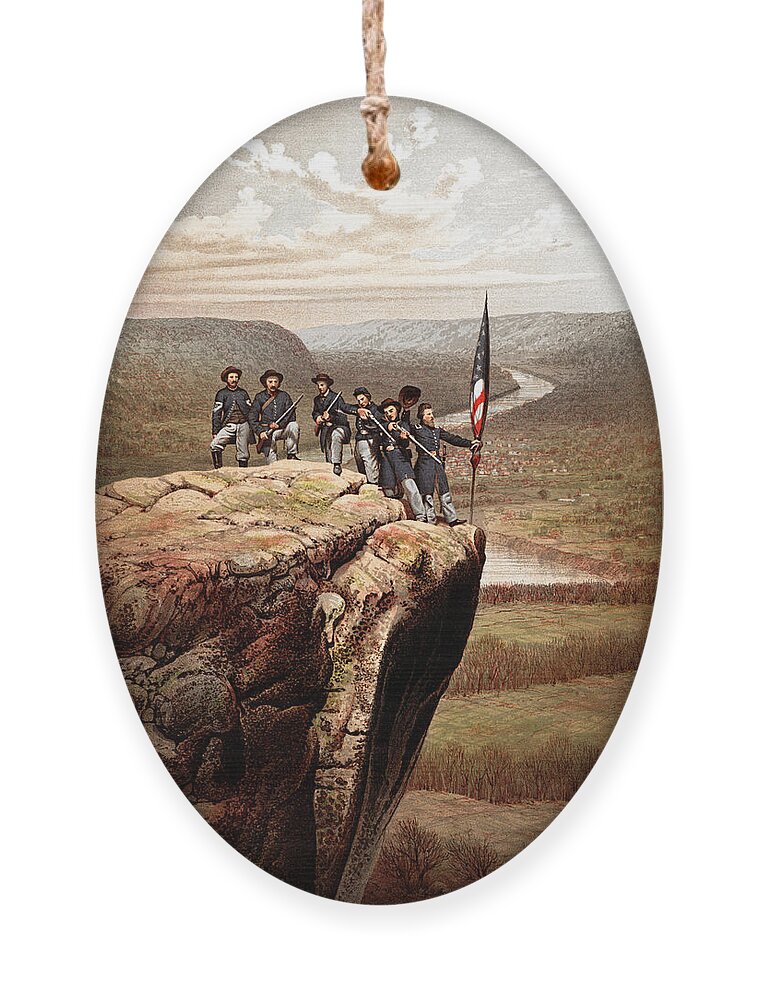 Civil War Ornament featuring the painting Union Soldiers On Lookout Mountain by War Is Hell Store