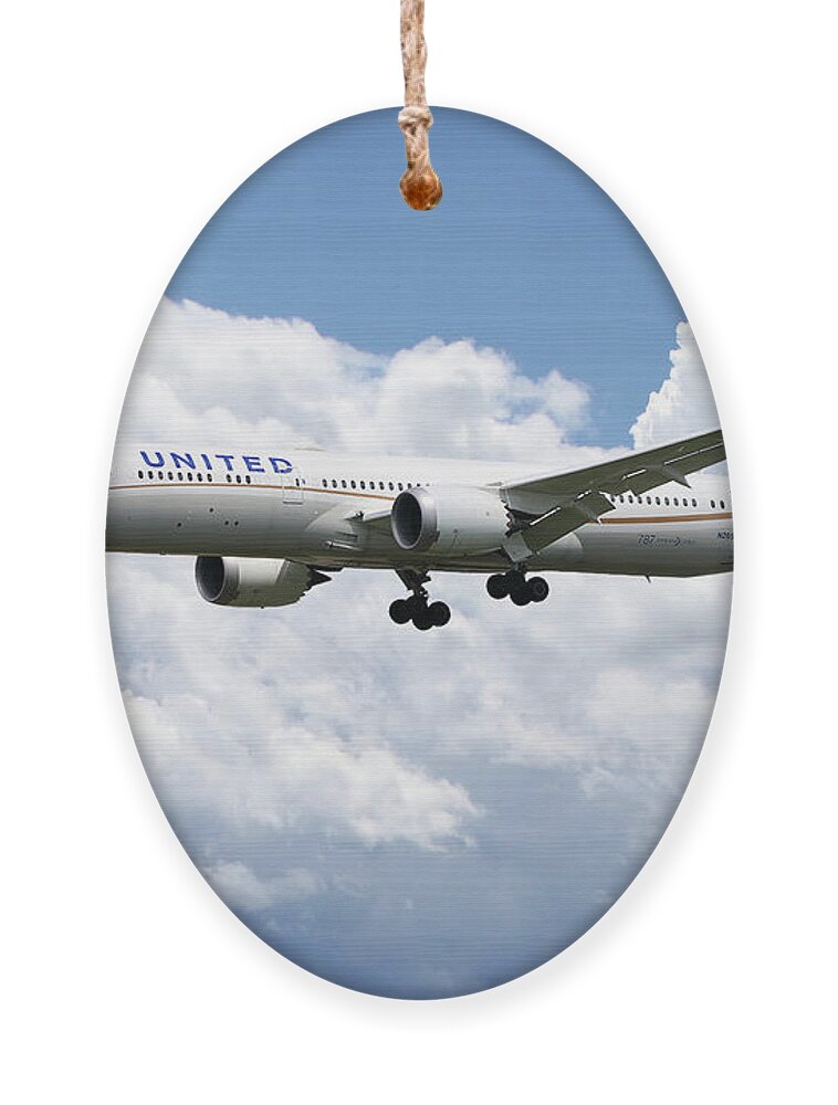 United Ornament featuring the digital art United Airlines Boeing 777 Dreamliner by Airpower Art