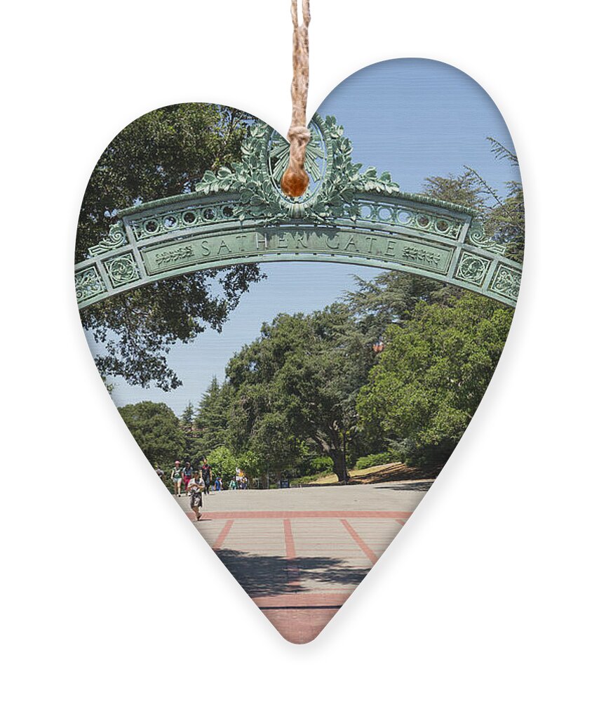 Wingsdomain Ornament featuring the photograph University of California Berkeley Historic Sather Gate DSC4072 by Wingsdomain Art and Photography