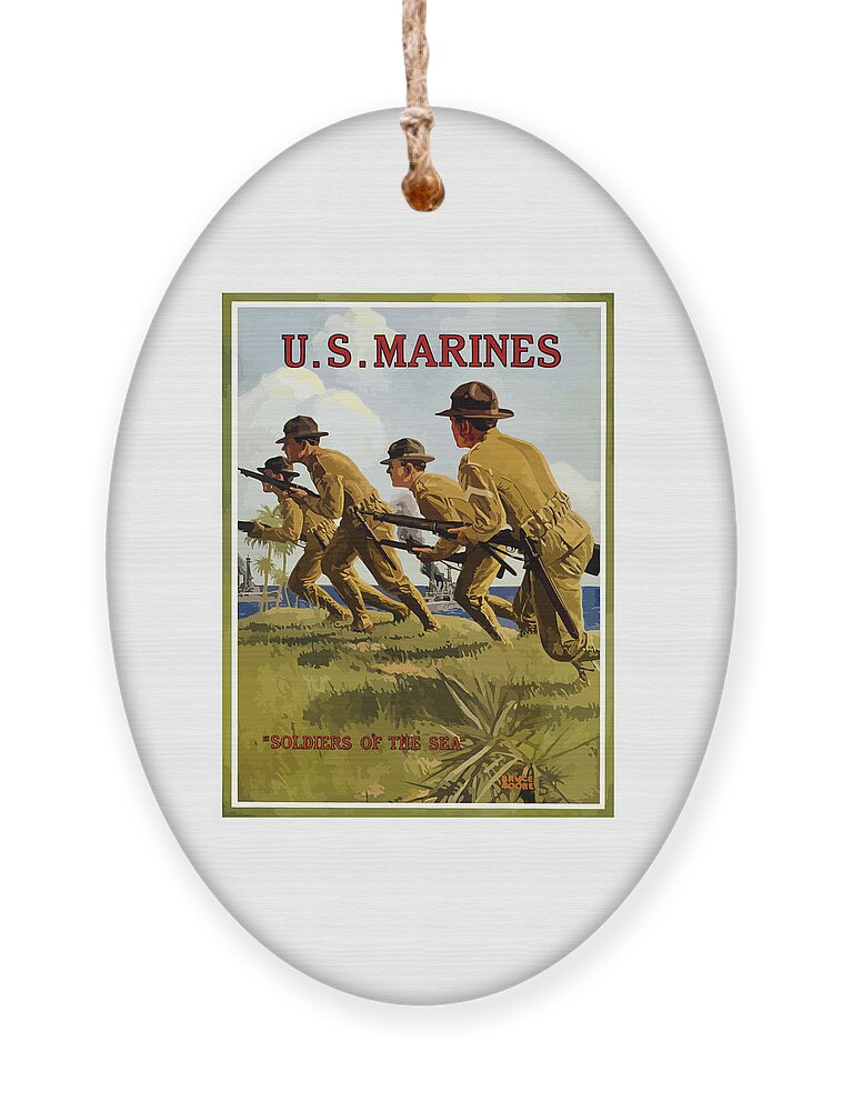 Marines Ornament featuring the painting US Marines - Soldiers Of The Sea by War Is Hell Store
