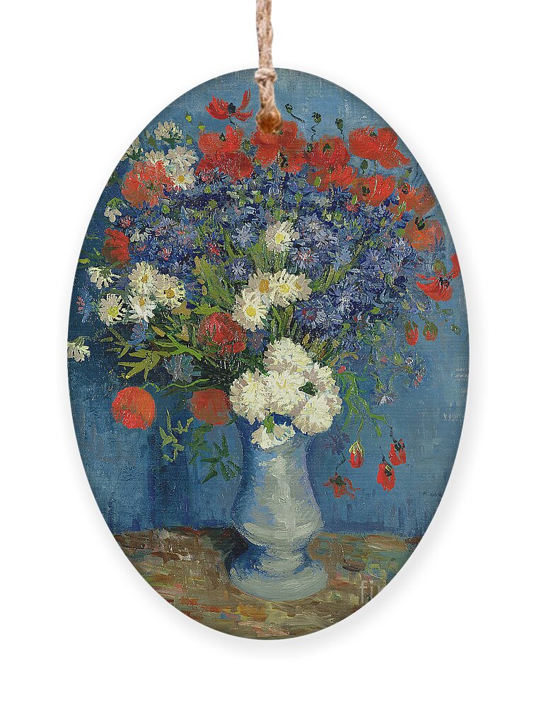 Still Ornament featuring the painting Vase with Cornflowers and Poppies by Vincent Van Gogh