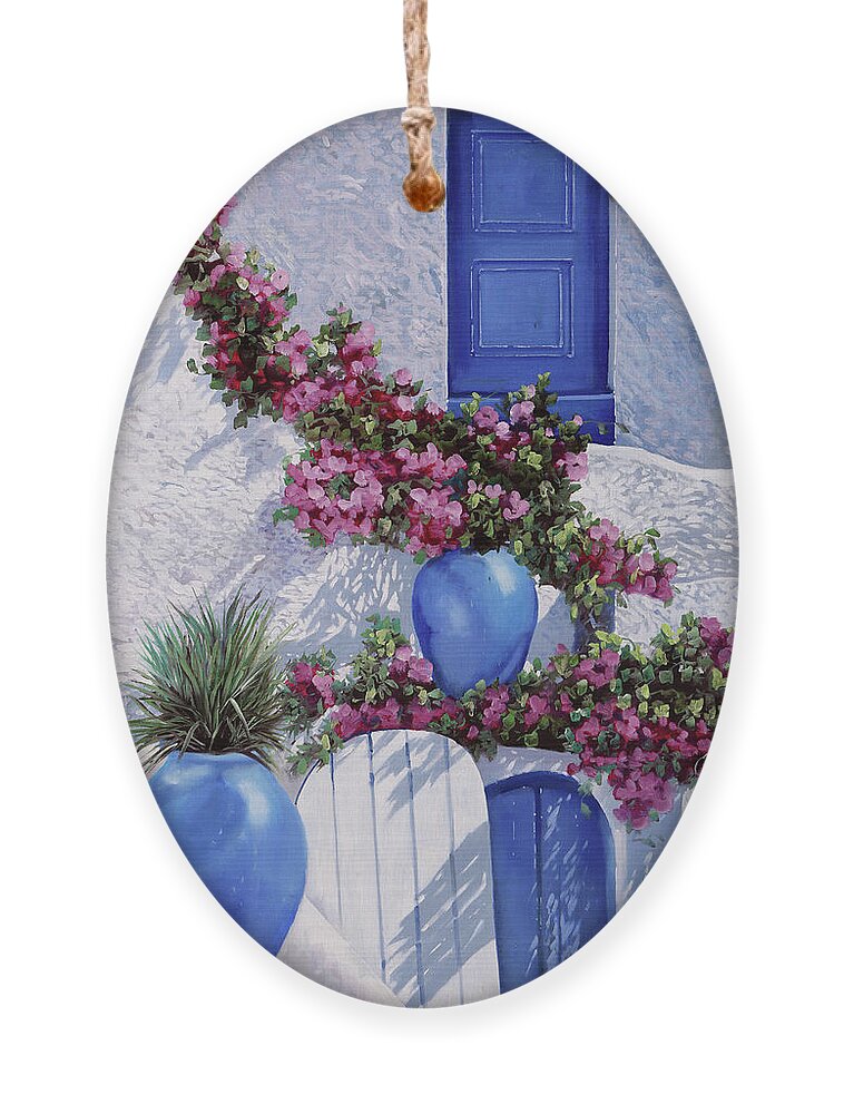 Blue Ornament featuring the painting Vasi Blu by Guido Borelli