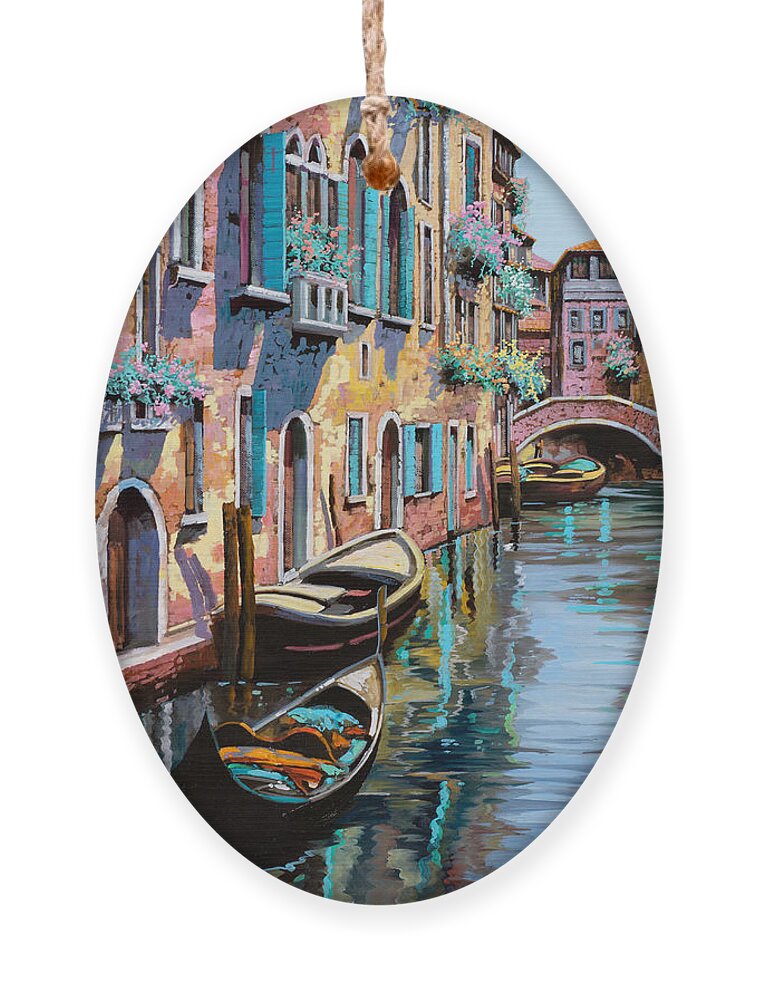 Venice Ornament featuring the painting Venezia Tutta Rosa by Guido Borelli