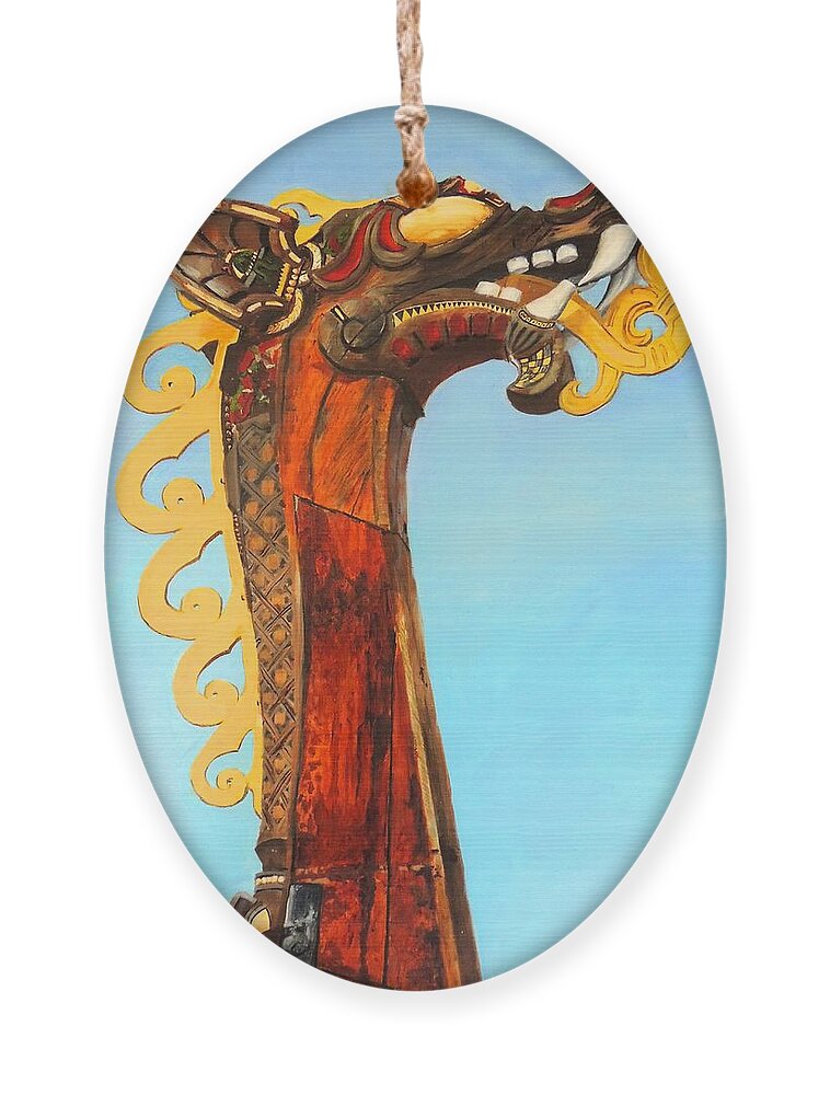 Viking Ornament featuring the painting Viking Ship Draken by Patty Kay Hall