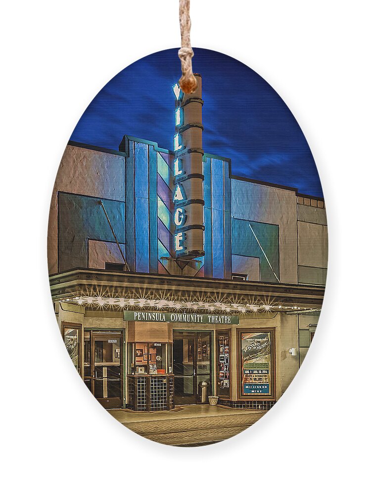  Village Theater Ornament featuring the photograph Village Theater by Jerry Gammon