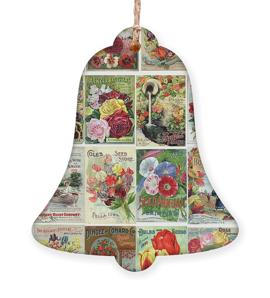 Flower Seeds Ornament featuring the painting Vintage Flower Seed Packets 1 by Peggy Collins