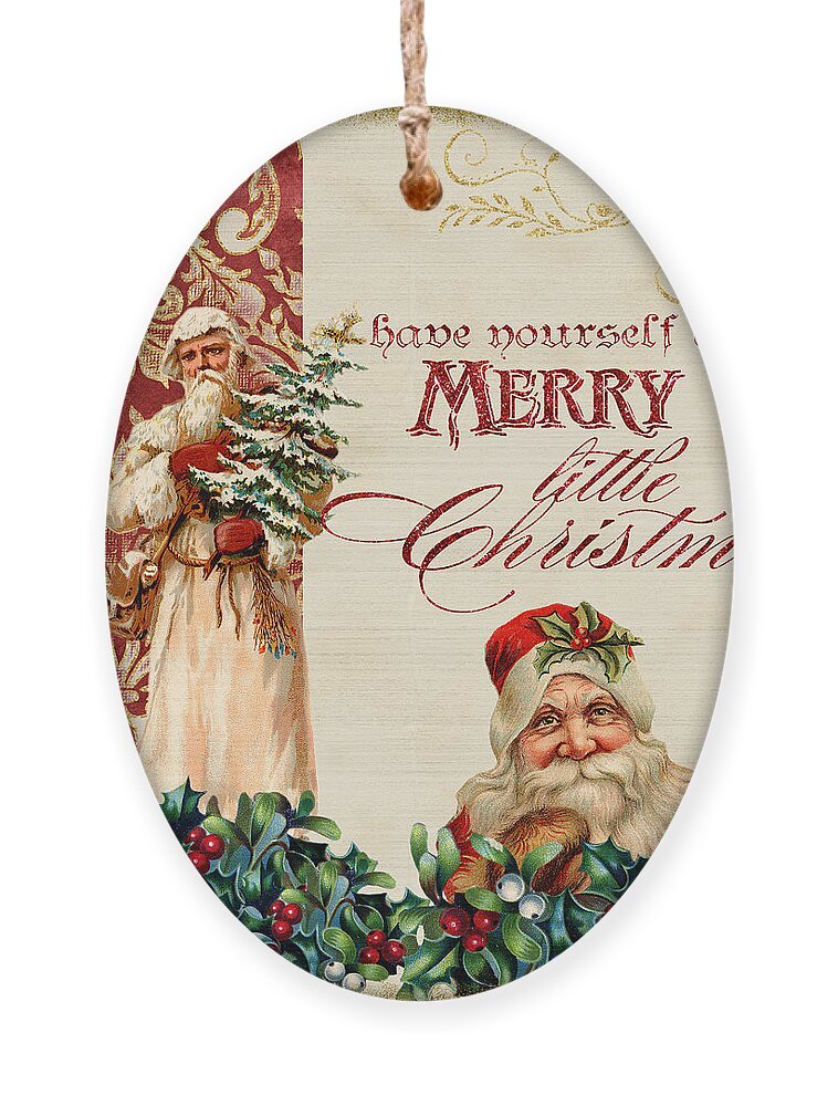 Vintage Ornament featuring the painting Vintage Santa Claus - Glittering Christmas by Audrey Jeanne Roberts