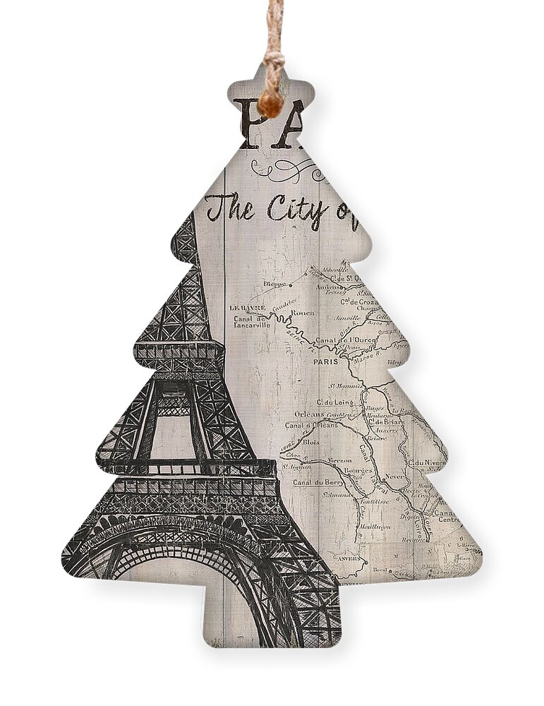 Travel Poster Ornament featuring the painting Vintage Travel Poster Paris by Debbie DeWitt