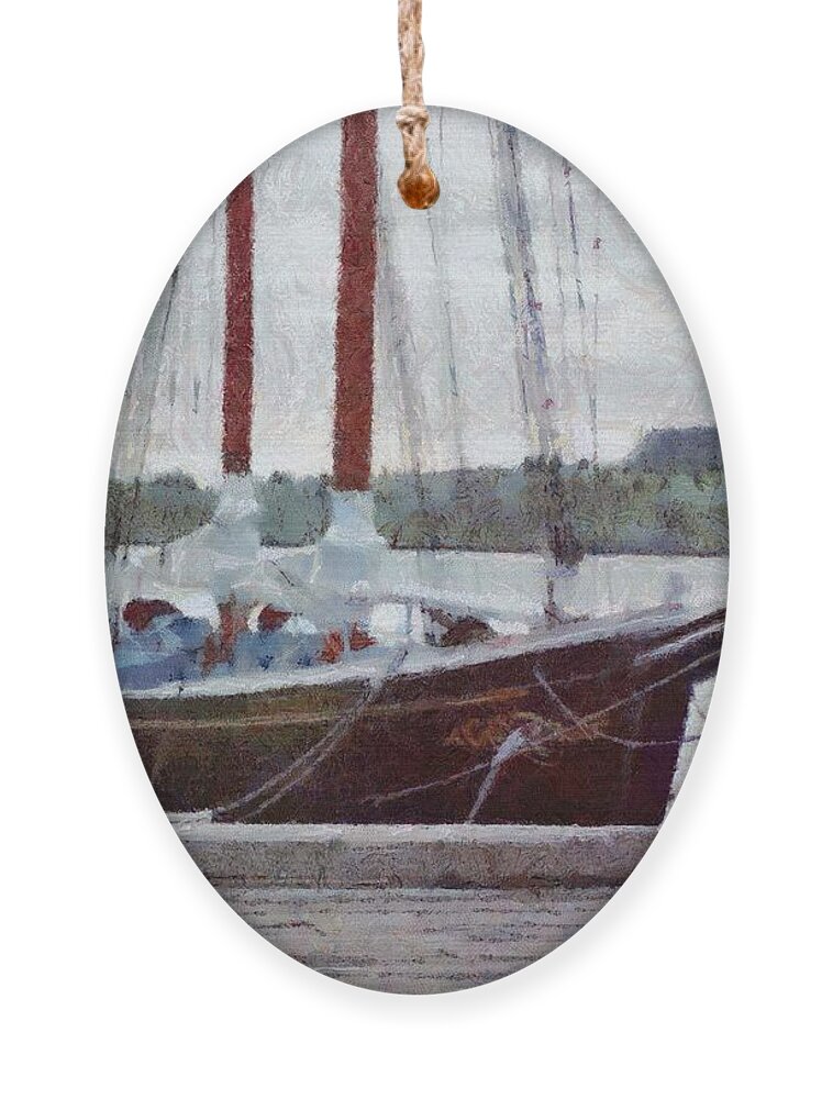 Canadian Ornament featuring the painting Waiting to Sail by Jeffrey Kolker