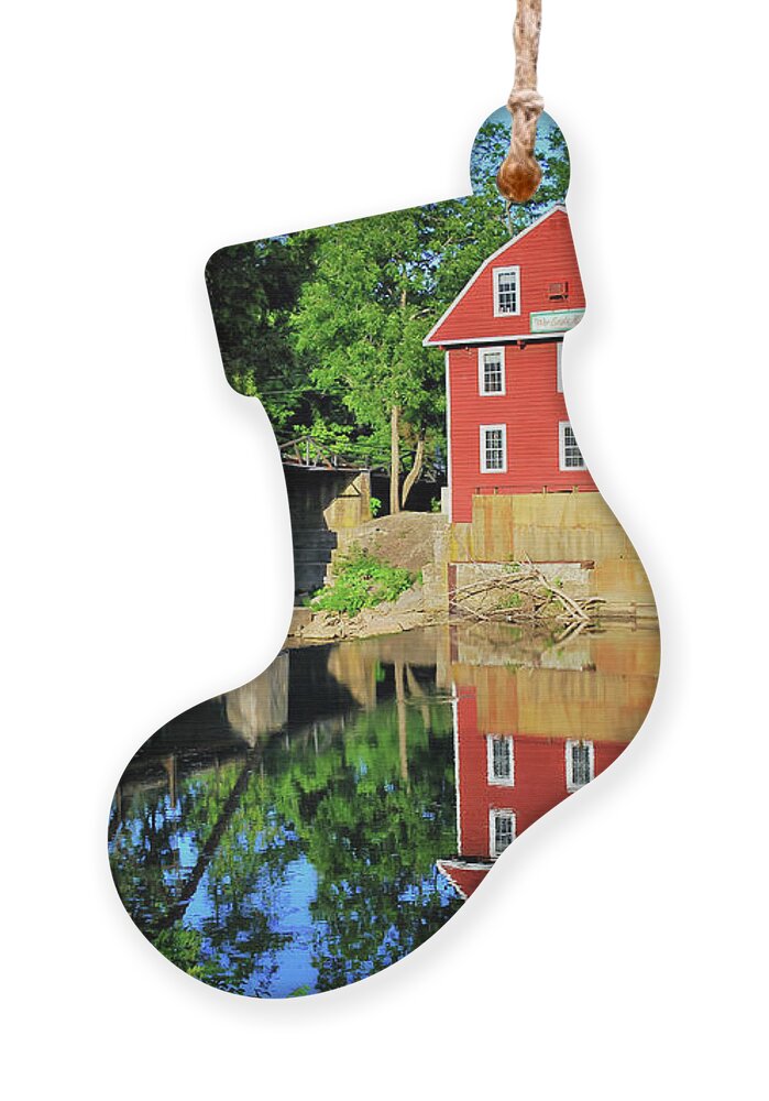 War Eagle Mill Print Ornament featuring the photograph War Eagle Mill and Bridge - Arkansas by Gregory Ballos