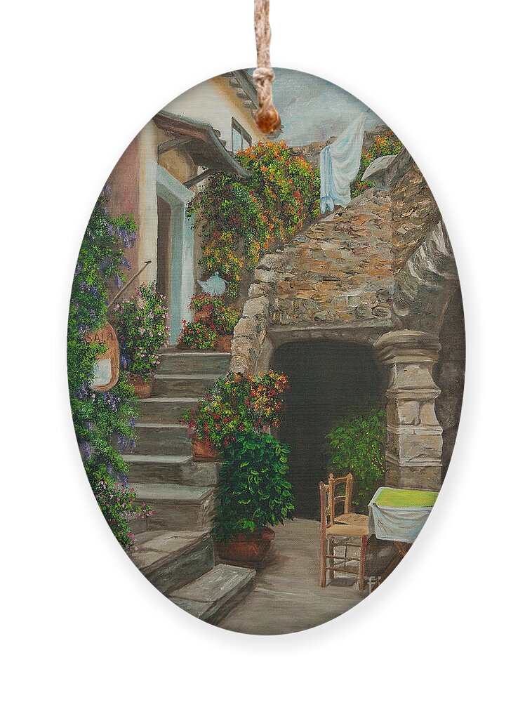 Italian Painting Ornament featuring the painting Wash Day by Charlotte Blanchard