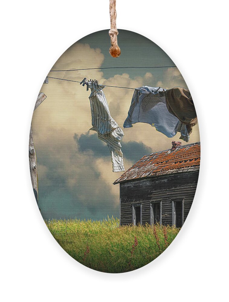 Clothes Ornament featuring the photograph Wash on the Line by Abandoned House by Randall Nyhof