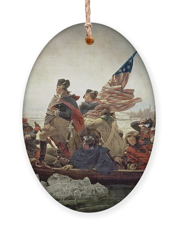 Washington Ornament featuring the painting Washington Crossing the Delaware River by Emanuel Gottlieb Leutze