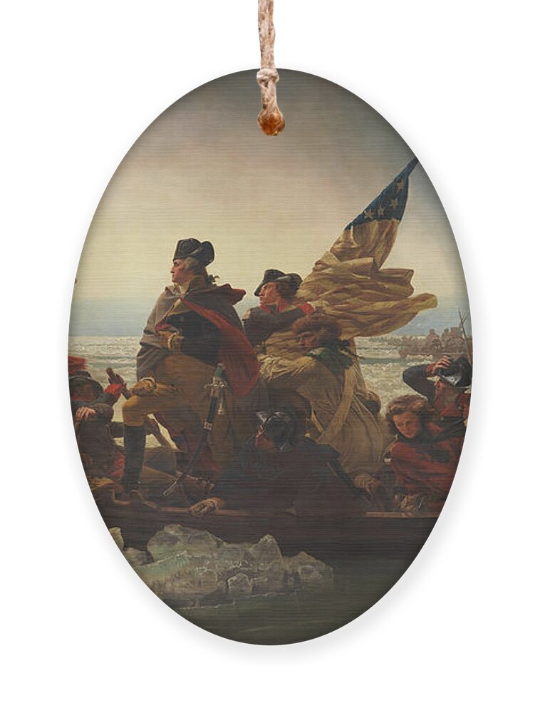 George Washington Ornament featuring the painting Washington Crossing The Delaware by War Is Hell Store