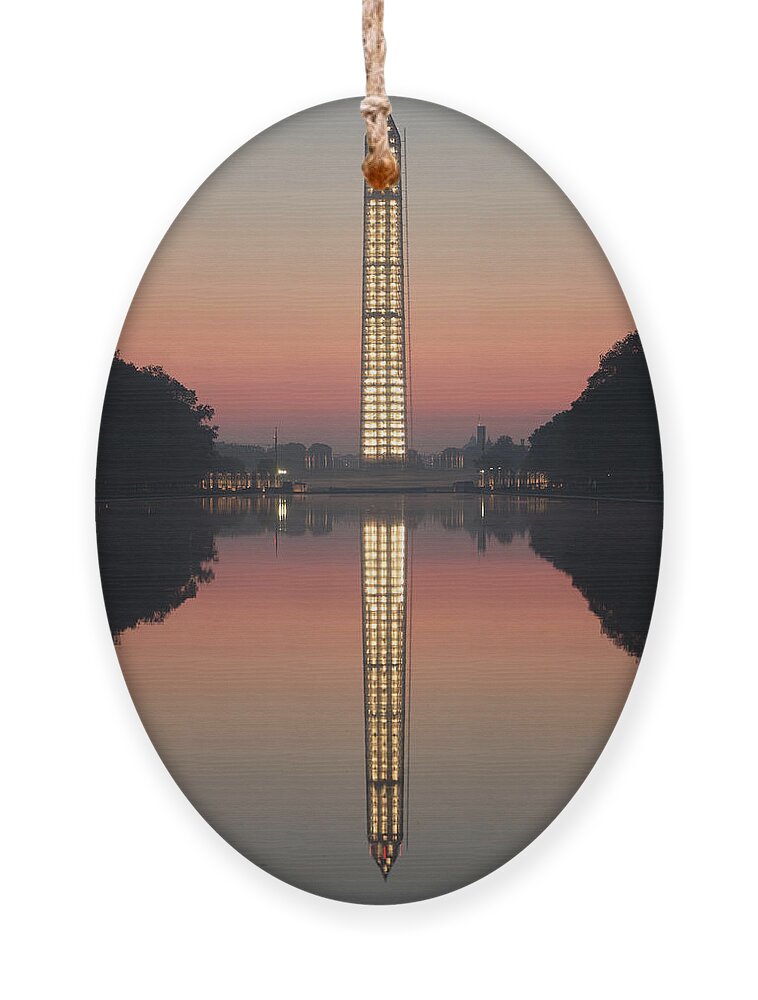 Sky Ornament featuring the photograph Washington Monument at Dawn by Ed Clark