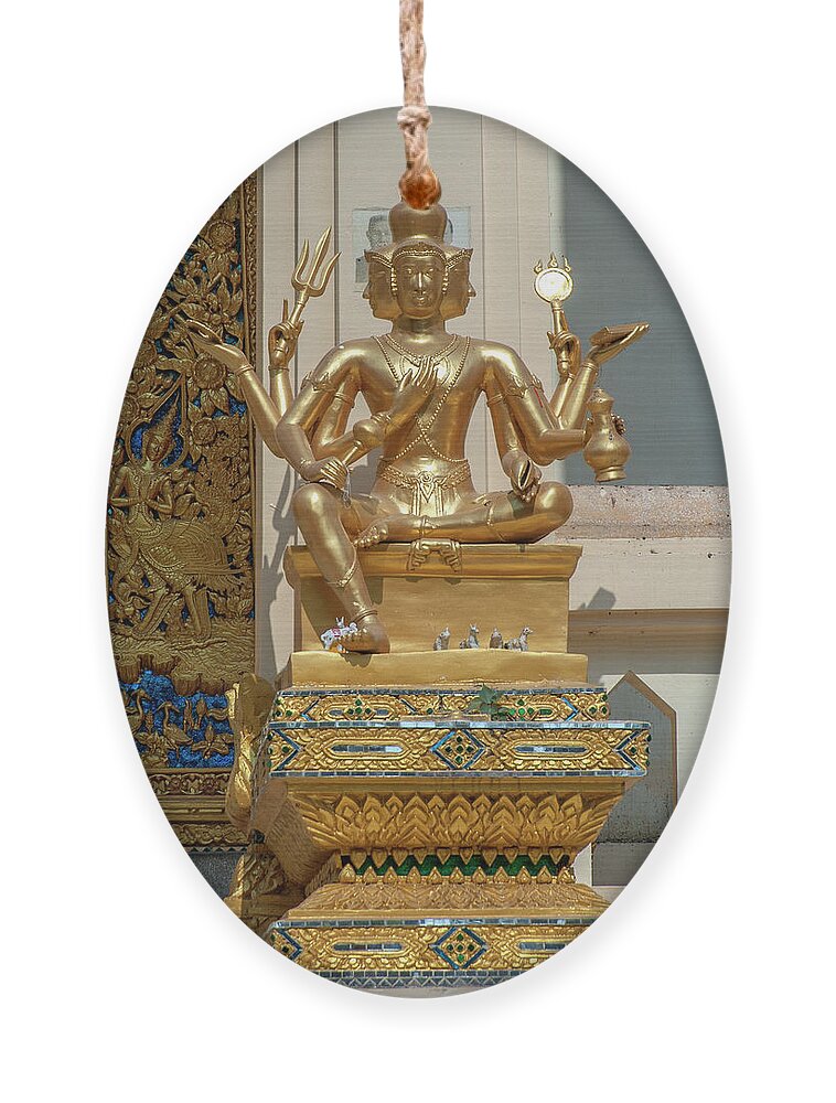 Temple Ornament featuring the photograph Wat Phrom Chariyawat Phra Ubosot Brahma Image DTHNS0121 by Gerry Gantt