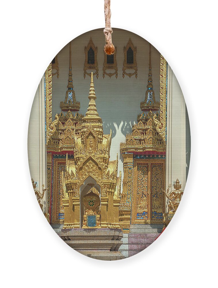 Temple Ornament featuring the photograph Wat Phrom Chariyawat Phra Ubosot Entrance DTHNS0118 by Gerry Gantt