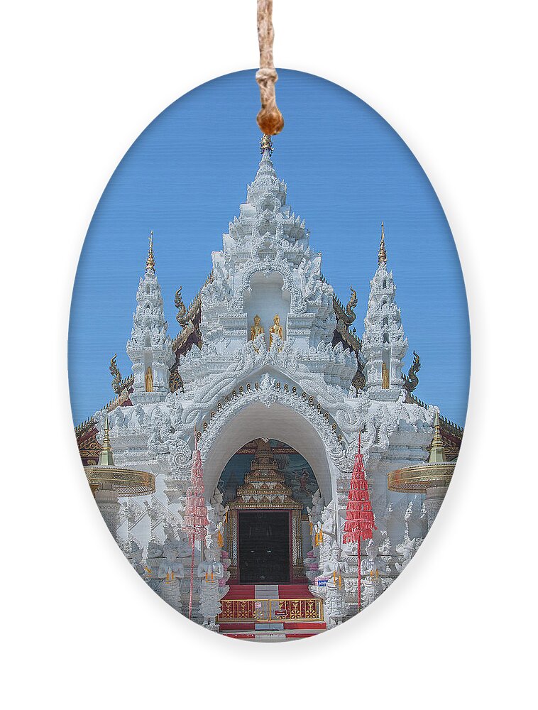 Scenic Ornament featuring the photograph Wat Sun Pa Yang Luang Wihan Luang Gate DTHLU0315 by Gerry Gantt